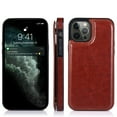 thumbnail image 5 of iPhone 12 Pro Max Wallet Case with Card Holder, Premium PU Leather Kickstand Credit Card Slots Case,[RFID Blocking] Double Magnetic Clasp Back Flip Durable Shockproof Cover, Brown, 5 of 10