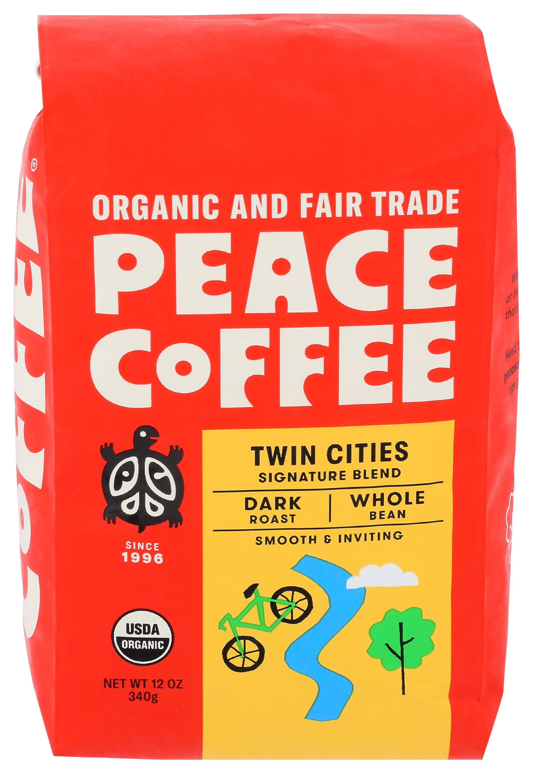 (Pack of 6), Peace Coffee Organic Twin Cities — Whole Bean, 12 oz