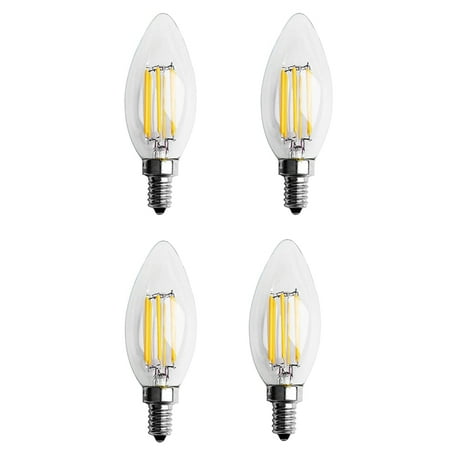 

4X Dimmable E12 6W COB Candle Filament LED Light Bulb Lamp 10x3.5cm
