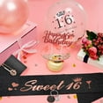 thumbnail image 4 of Sweet 16th Birthday Decorations Gifts Girl, Happy Birthday Party Supplies with Sweet 16 Sash, Tiara Rhinestone Crown, Black Rose Gold Balloon, Cake Topper, Keyring for 16 Party Decor Supplies Favor, 4 of 8