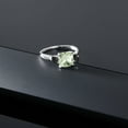 thumbnail image 5 of Gem Stone King 10K White Gold Green Prasiolite and Black Onyx 3 Stone Engagement Ring for Women (1.66 Cttw, Cushion 7MM, Gemstone Birthstone, Size 6), 5 of 5