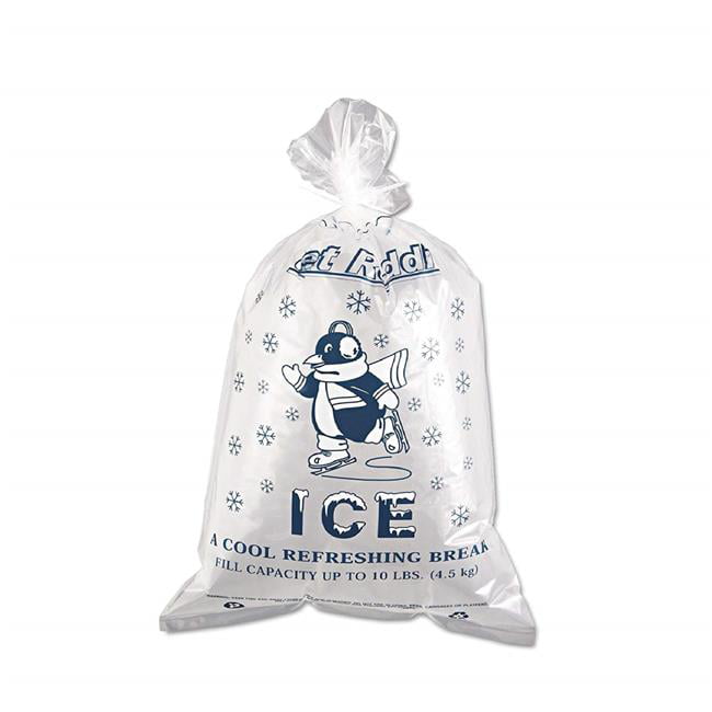 1000 bags/case! Plastic Bag-Clear Printed LDPE 8LB Ice Bags 