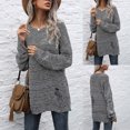 thumbnail image 3 of Vedolay Womens Fall Tops Women's 2023 Trendy Fall Fashion Sweaters Knit Ribbed Stripe Pullover Top,Gray L, 3 of 4