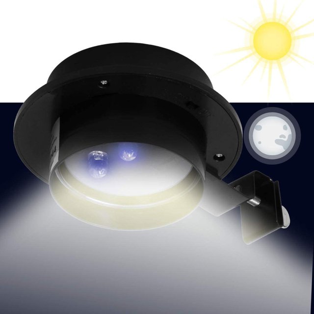 2PCS Luz solar LED Luces solares Apliques de pared de seguridad para exteriores Iluminación solar para cerca de jardín Canalón (Negro) ZefeiWu 1327533566766