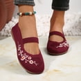 thumbnail image 3 of Womens Embroidered Flower Ballet Flats Comfortable Knit Walking Shoes Vintage Casual Slip on Wedge Low Heels, 3 of 6
