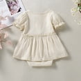 thumbnail image 4 of Fortune Romper Dress for Newborn Baby Girl Short Sleeve Button Jumpsuit Summer Infant Solid Color Playsuit, 4 of 9