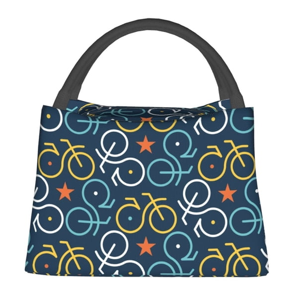 Balery Bicycle Colorful Bolsa de Aislamiento Portátil – Bolsa de Almuerzo con Forro de Aluminio Mejorado, Funda Impermeable y Fácil de Limpiar para Picnic y Caja de Almuerzo