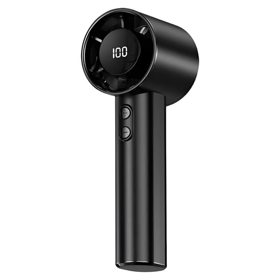 High-Speed Portable Handheld Fan, Digital Battery Display, USB-C Rechargeable, Adjustable Speed, Brushless Motor, ABS Housing, Outdoor, Travel, Commute Black