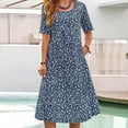 thumbnail image 2 of XFHLMJFF Casual Summer Beach Dress For Women Short Sleeve Round Neck Flowy Maxi Frocks With Pockets Chic Sundress, 2 of 5