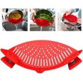 thumbnail image 1 of Colador extraíble, colador de silicona, adecuado para la mayoría de ollas, sartenes y tazones, colador resistente al calor, con 2 clips, para pasta, fideos, rojo Sailing Electrónica, 1 of 5