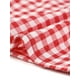 thumbnail image 5 of Top a cuadros Allegra K para mujer con cuello de corbata y cuello Peter Pan Rojo XS, 5 of 5