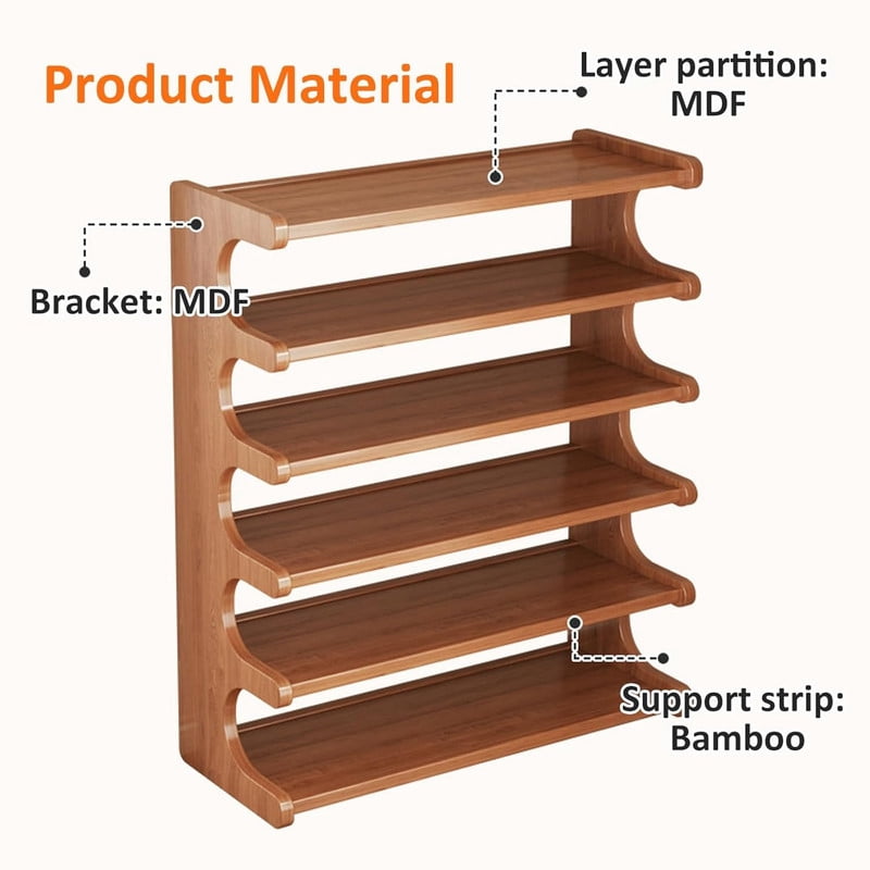 6-Tier Shoe Rack, Tall Narrow Shoe Rack Organizer for Small Spaces, Multifunction Display Shelf, Shoe Rack for Entryway, Closet, Corner, Doorway, Space Saving Shoe Organzier