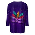 thumbnail image 5 of JGNGSHN Womens 3/4 Sleeve Tops Mardi Gras Shirts Trendy Crew Neck Blouses Casual Fashion Top, 5 of 5