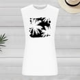 thumbnail image 2 of Wang6 Women Plus Size High Neck Tank Tops Causal Floral Printed Sleeveless Summer Tops Crew Neck Workout Shirts Graphic Tees White XL, 2 of 3