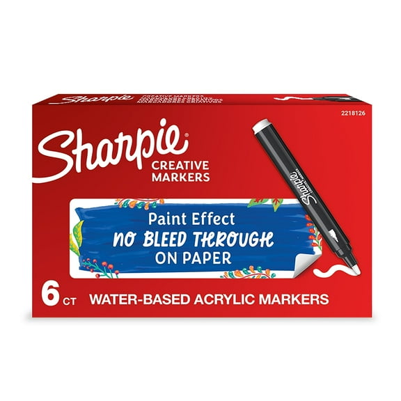 Sharpie Water-Based Creative Markers Bullet Tip White 6/Pack (2218126)