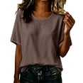 thumbnail image 2 of Zysthvn 3/4 Sleeve Womens Tops Cotton Summer Casual Womens T Shirts Loose Fit Crew Neck Solid Breathable, 2 of 5