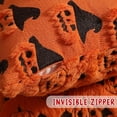 thumbnail image 3 of Halloween Pumpkin Plush Throw Pillow Covers Set of 2 – 18x18 Inch Soft Fuzzy Orange Decorative Cushion Cases with 3D Witch Hat & Bat Jack-O'-Lantern Patterns for Autumn Couch Sofa Bed Halloween Decor, 3 of 7