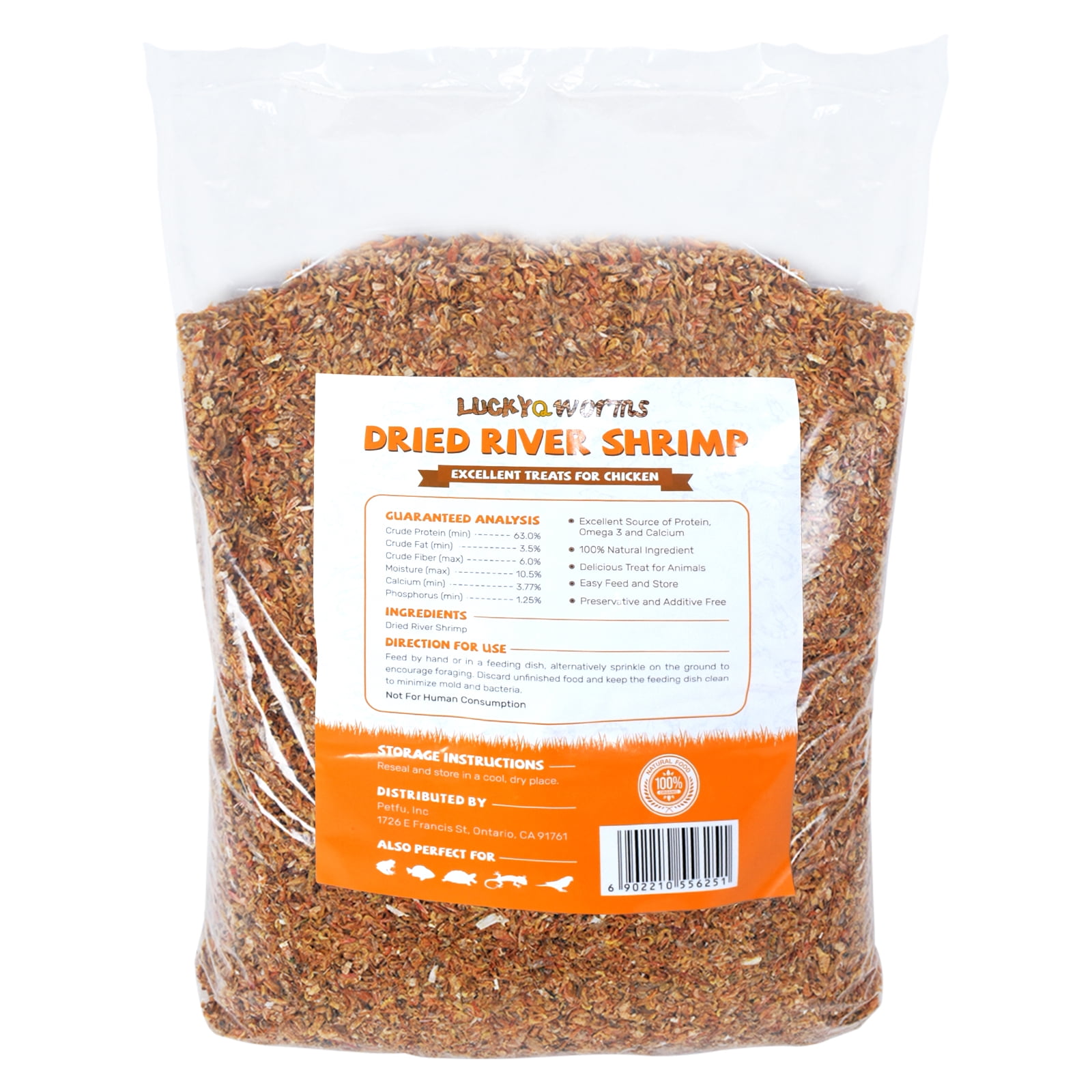 LuckyQworms 5lbs Dried River Shrimp for Chickens, Turtle Treats for Fish, Amphibians and Reptiles, Sugar Gliders, Hedgehogs, Tropical Fish
