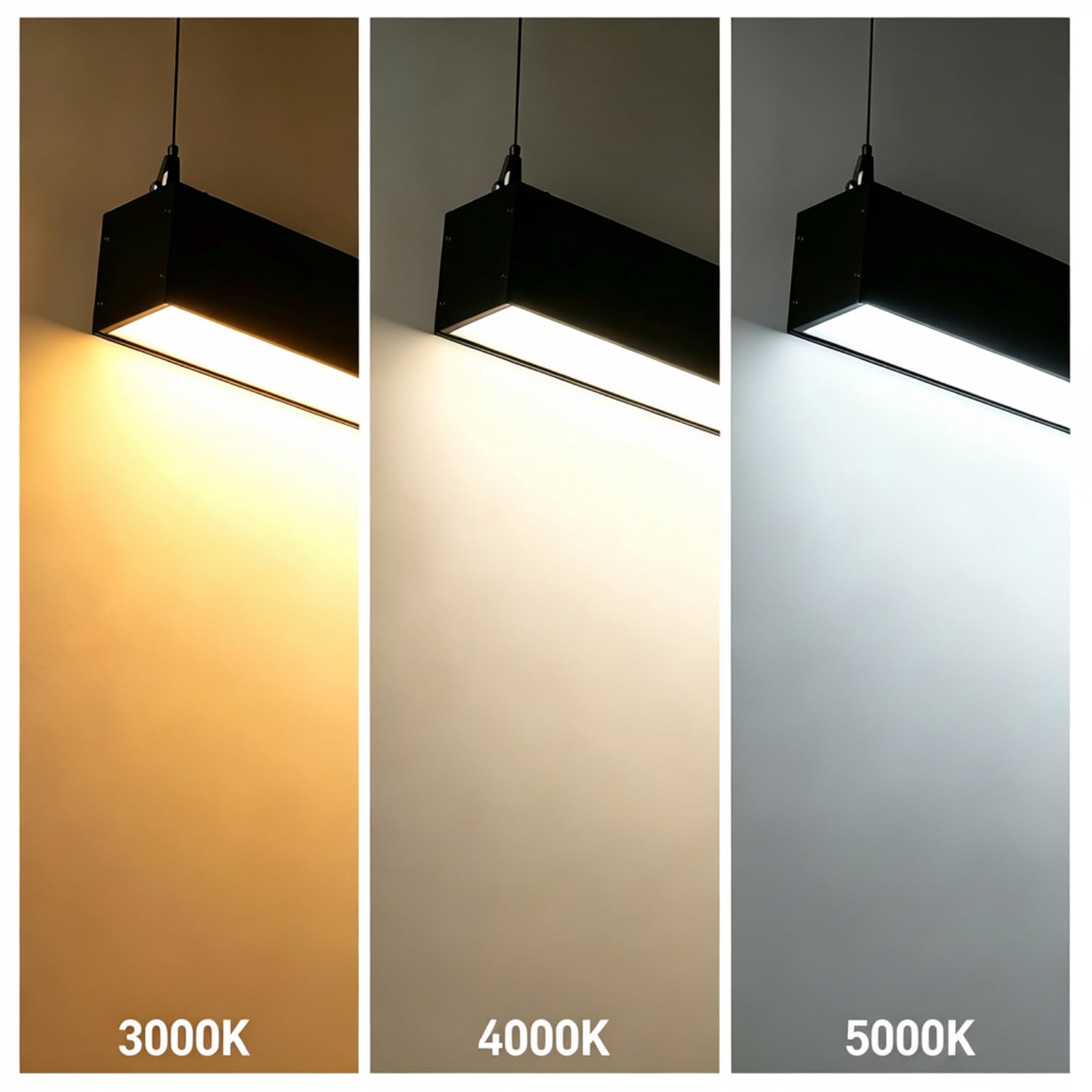 4 Pack 4FT Linkable LED Linear Light, 3CCT Dimmable Suspension Office Lighting Fixture, 40W, Matte Black Aluminum Housing, ETL Listed