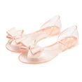 thumbnail image 4 of JeashCHAT Women Flat Heel Summer Beach Jelly Shoes Bow Tie Open Toe Clear Jelly Slip On Flat Sandals for Outdoor Walking (Khaki), 4 of 4