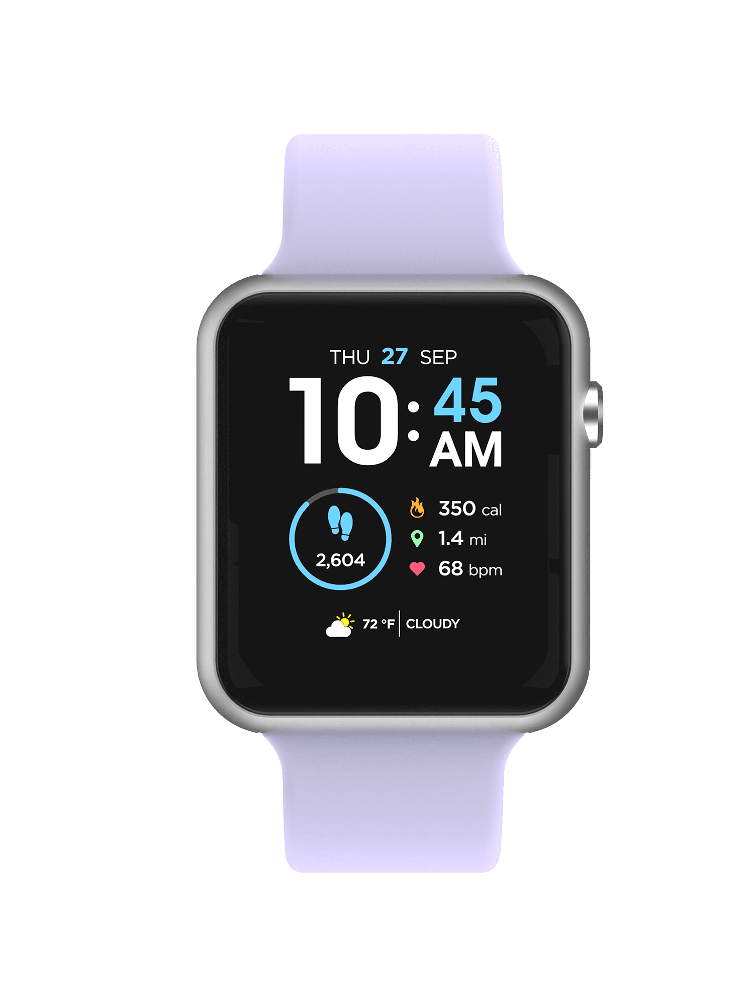 iTech Fusion 3 Unisex Adult Rectangular Smart Watch, Lilac, Silicone Strap