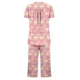 thumbnail image 4 of uublik Short Pajama Set for Women Short Sleeve Sleepwear Tops and Capri Pants Pjs Print Pajama Sets, 4 of 5