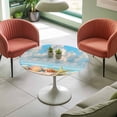 thumbnail image 4 of Ocean Shell Elastic Fitted Round Table Cover Beach Theme Starfish Conch Waterproof Outdoor Tablecloth for Holiday Party, Picnic, Patio & Dining Fits Tables Up to 36"-44", 4 of 8