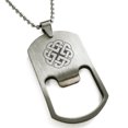thumbnail image 1 of Stainless Steel Celtic Quaternary Knot Rune Engraved Bottle Opener Dog Tag Pendant Necklace, 1 of 1