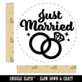 thumbnail image 2 of Just Married Wedding Rings Self-Inking Rubber Stamp Ink Stamper - Orange Ink - Small 3/4 Inch, 2 of 7