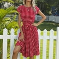 thumbnail image 2 of JINMGG Dresses under $10.00 Women Fashion Dot Print Short Sleeve V-Neck Casual Sundress Dress Wine XL, 2 of 8