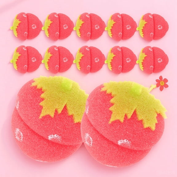 CIMAXIC Red Strawberry Shaped Sponge Hair Rollers Soft Breathable 12Pcs
