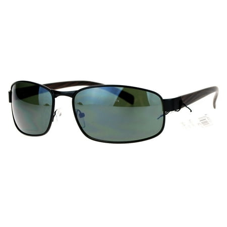 SA106 Wood Grain Arm Narrow Rectangular Sport Luxury Designer Sunglasses Black