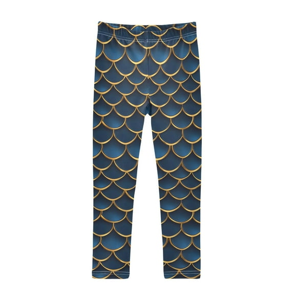 joogoo Girls' Leggings 3d Dragon Scales Blue Yoga Pants 6T