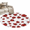 thumbnail image 2 of 3ft Washable Round Rug, Red Ladybugs Non-Slip Circle Area Rug for Bedroom Bedside, Country Cute Ladybug Red Black Animals Geometric Lines Soft Indoor Floor Mat for Home Decor, 2 of 9