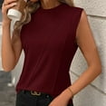 thumbnail image 5 of Top sin mangas de cuello redondo liso de verano para mujer - Corte holgado, mezcla de poliéster - Camiseta sin mangas informal para el día a día, 5 of 5