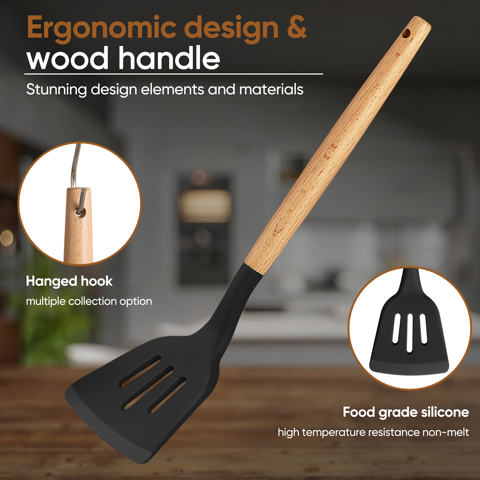 Vesteel 43-Piece Kitchen Knife and Utensil Set, High Carbon Stainless Steel Kitchen Knives with Silicone Cooking Utensils, Non-Stick Cookware, Ultra-sharp & Rust