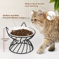 thumbnail image 3 of Raised Ceramic Cat Food Bowl - Elevated Cat Dish with Anti Slip Metal Stand - Wide Shallow Cat Bowl Whisker Friendly - Small Cat Plate - Cute Cat Feeding Bowls - Microwave and Dishwasher Safe - 8 oz, 3 of 7