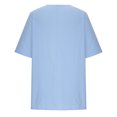 thumbnail image 6 of Womens Tops Clearance Under $10 Women Summer Sexy Regular Button Round Neck Short Sleeve Women Short Sleeves Top Sky Blue Xxl, 6 of 6