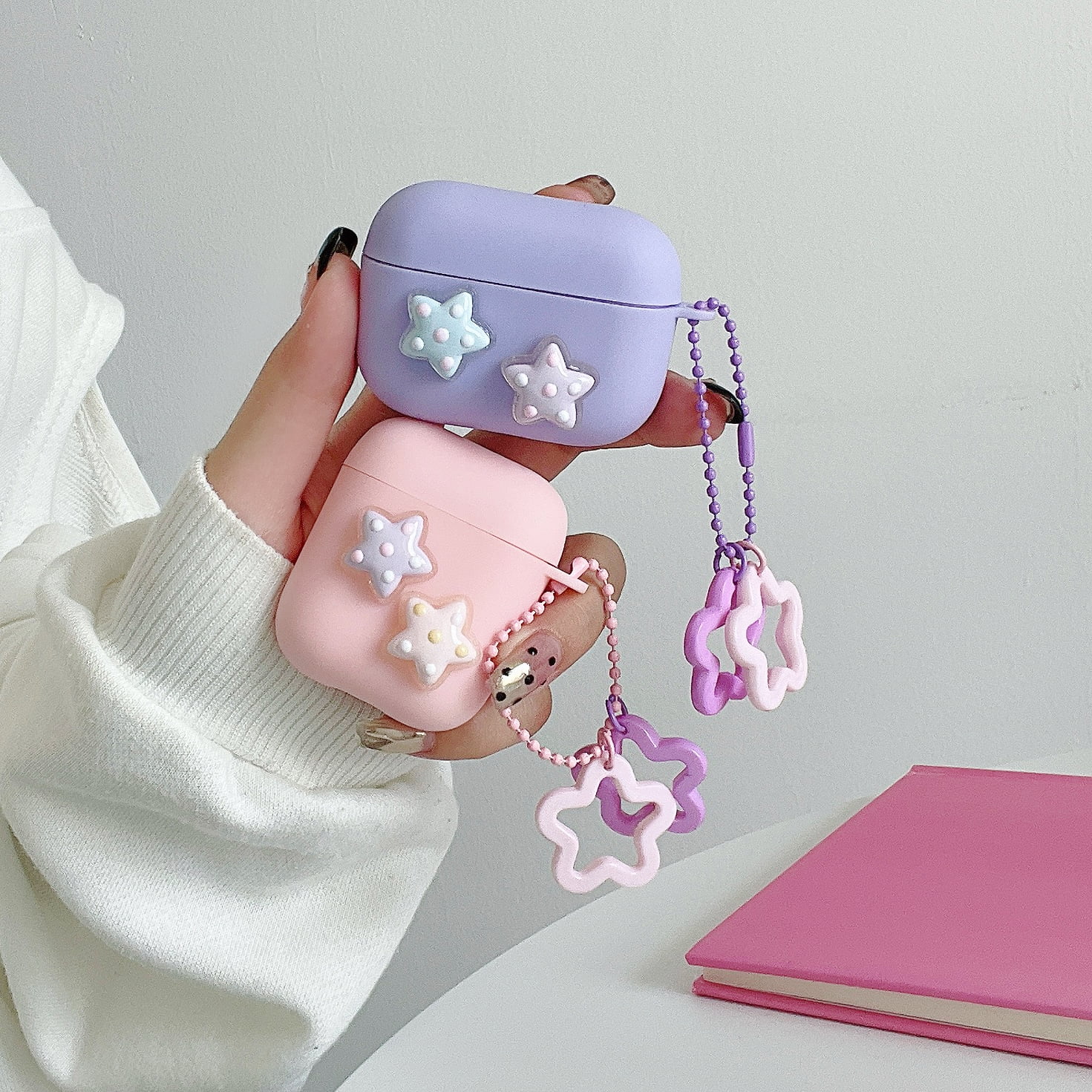eglixu voor AirPods Pro 2 hoesje met parelketting, schattige cartoon