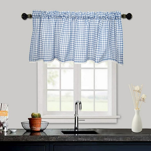 Cortinas Cortas para primera , Medias Filas de Ventanas Medias Cortinas para Dormitorios, Filas de Privacidad para Ventanas, Cortinas Azul 150x45cm Macarena Cortina de nivel de ventana