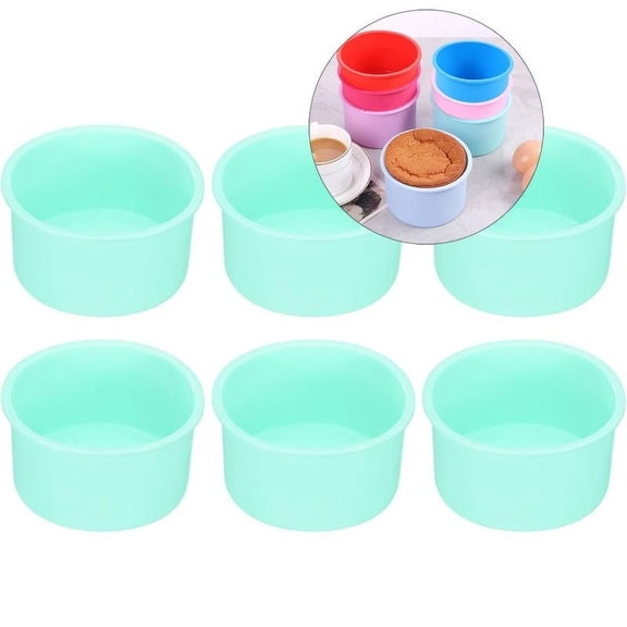 Yoloke Round Cake Pans, 6 Pcs Silicone Cake Molds for Baking, Nonstick & Quick Release Circle Cake Pans for Layer Cake, Smash Cake and Cheese Cake