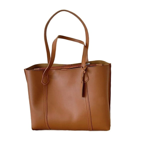 yuksok Women PU Leather Tote Bag Beach Purse Fashion Lady Handle Bag Casual Handbag Brown