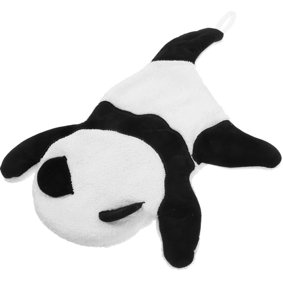 ETEREAUTY Cute Panda Hanging Hand Towel Coral Fleece Soft Water Absorbent for Bathroom and Kitchen