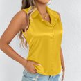 thumbnail image 6 of Staron Women's Casual Sleeveless Button Down Collar Tank Top Solid Color Basic Comfy Relaxed Blouse, Yellow XXL, 6 of 7