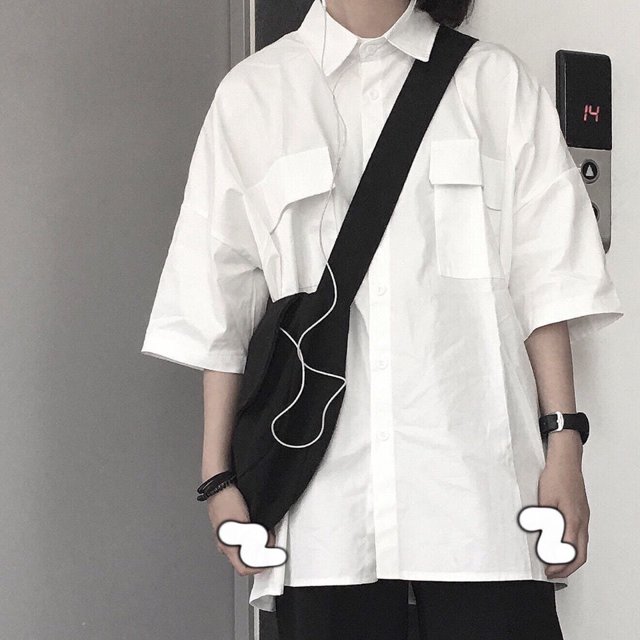EBAIHUI 2023, camisa de manga corta para mujer, camisa blanca con cuello vuelto, camisa de gran tamaño informal básica para adolescentes y estudiantes, blusa holgada para mujer Tan Jianjun unisex