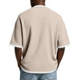 thumbnail image 4 of Lumtrix Short Sleeve Waffle Shirts for Men Spring Summer Quarter Zip Tops Casual Big and Tall Workout Pullover Khaki M, 4 of 8