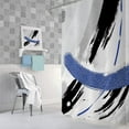 thumbnail image 4 of Black and Blue Abstract Shower Curtain, Chic Design White Grey Art Designer Fabric Shower Curtains Set for Bathroom Decorative, Modern Restroom Decor Accessories with Hooks 72X 72 Inch, 4 of 6