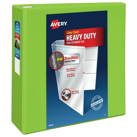 UPC: 0077711798120 | Avery Heavy-Duty View 3 Ring Binder  4  One Touch EZD Rings  4.5  Spine  1 Chartreuse Binder (79812)