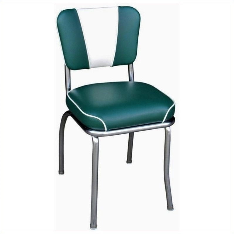 Richardson Seating Retro 1950s V-Back Chrome Waterfall Seat Diner Dining Chair in Green and ...