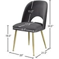 thumbnail image 3 of Meridian Furniture Logan Gray Velvet Dining Chair (Set of 2), 3 of 10